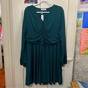 LIUMILAC | NWT Deep Green Blue Long Sleeve Dress
